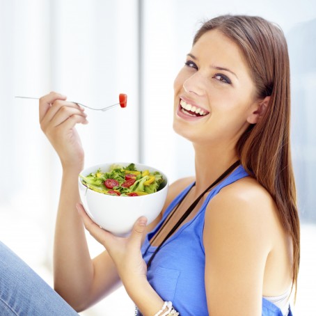 A Woman about to Eat a Salad